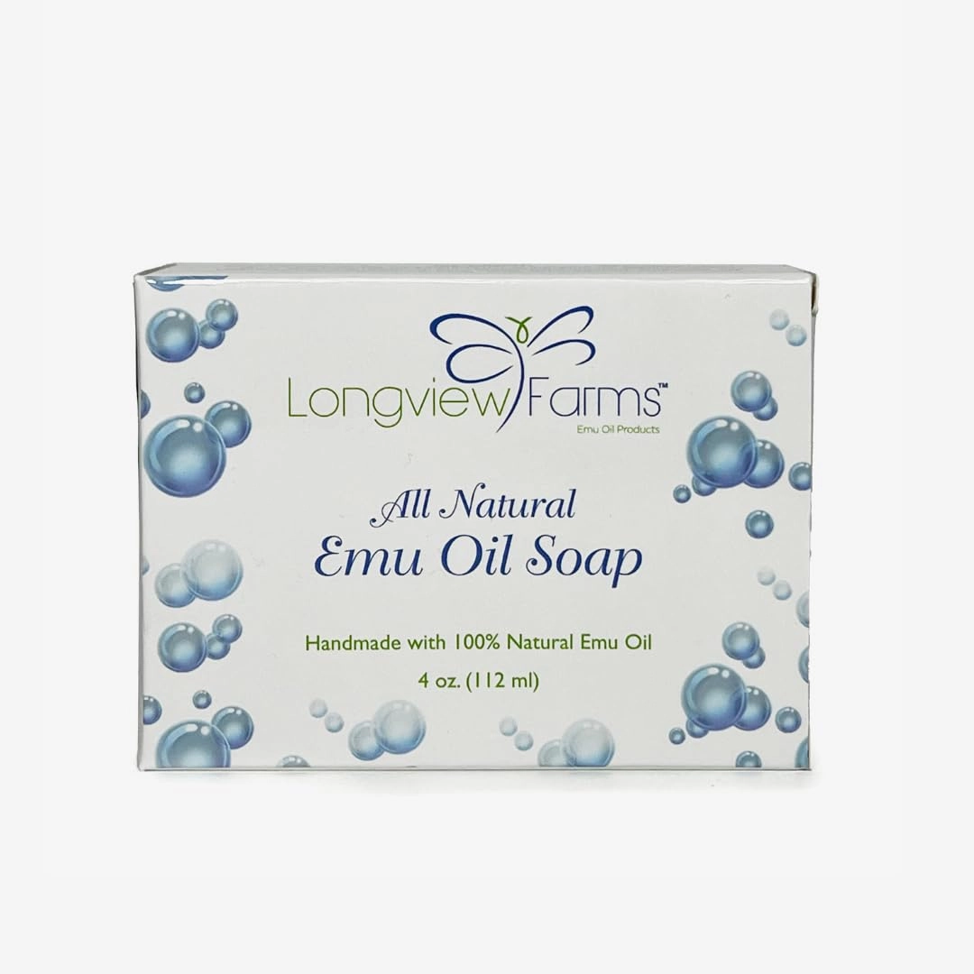 Longview Farms® Emu Oil Soap - Gentle Cleansing Bars for Sensitive Skin - Soap Bars with Emu Oil and More for Smooth, Healthy Skin (Unscented)
