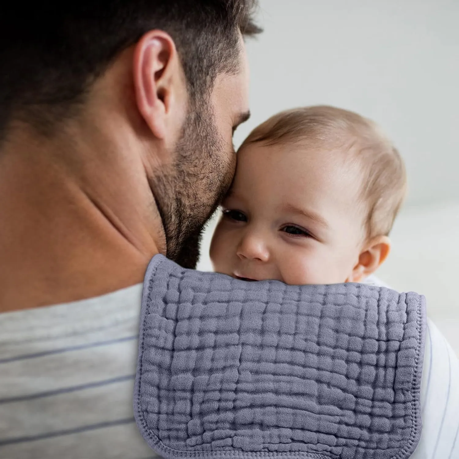 Looxii Muslin Burp Cloths 100% Cotton Muslin Cloths Large 20''x10'' Extra Soft and Absorbent 6 Pack Baby Burping Cloth for Boys and Girls (Fog Blue)