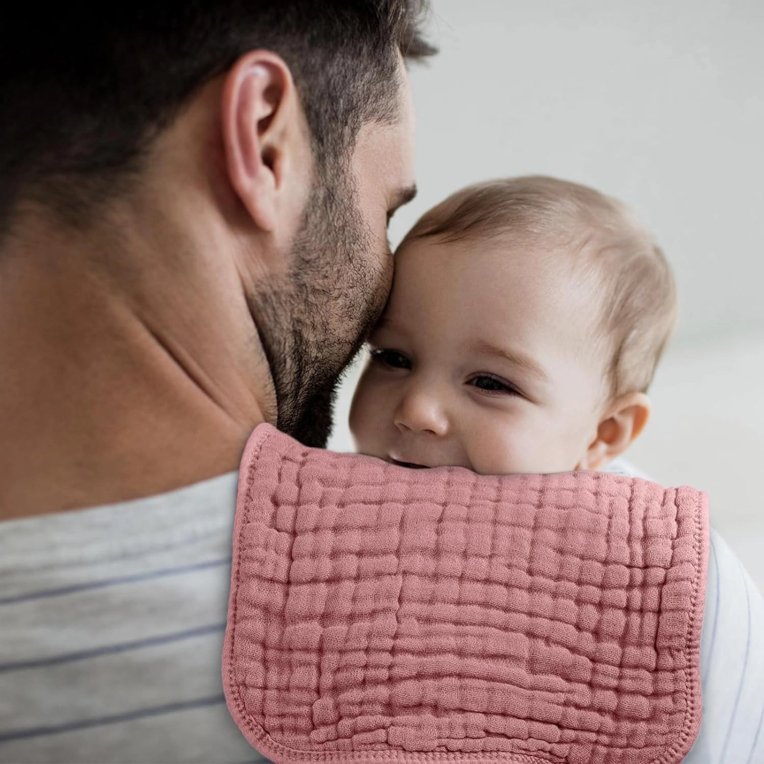 Looxii Muslin Burp Cloths 100% Cotton Muslin Cloths Large 20''x10'' Extra Soft and Absorbent 6 Pack Baby Burping Cloth for Boys and Girls Gradient Pink