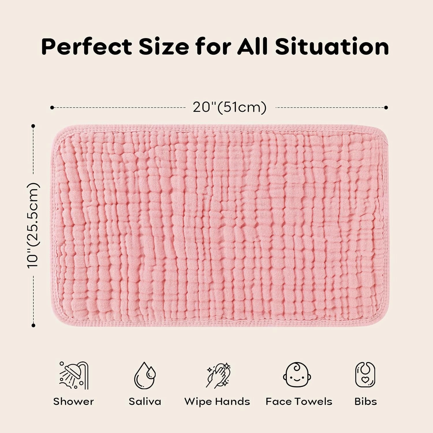 Looxii Muslin Burp Cloths 100% Cotton Muslin Cloths Large 20''x10'' Extra Soft and Absorbent 6 Pack Baby Burping Cloth for Boys and Girls Gradient Pink