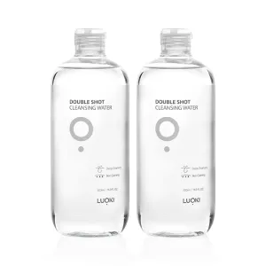 LUOKI Double Shot Cleansing Water 500ml (16.9 fl oz) - Hypoallergenic Deep Clean Micellar Cleansing Water and Makeup Remover… (33.8 Fl Oz(Pack of 2))