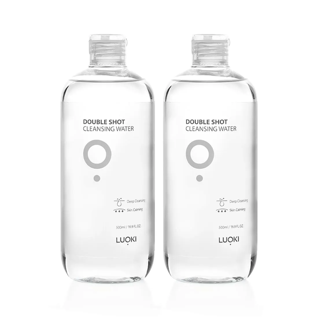 LUOKI Double Shot Cleansing Water 500ml (16.9 fl oz) - Hypoallergenic Deep Clean Micellar Cleansing Water and Makeup Remover… (33.8 Fl Oz(Pack of 2))