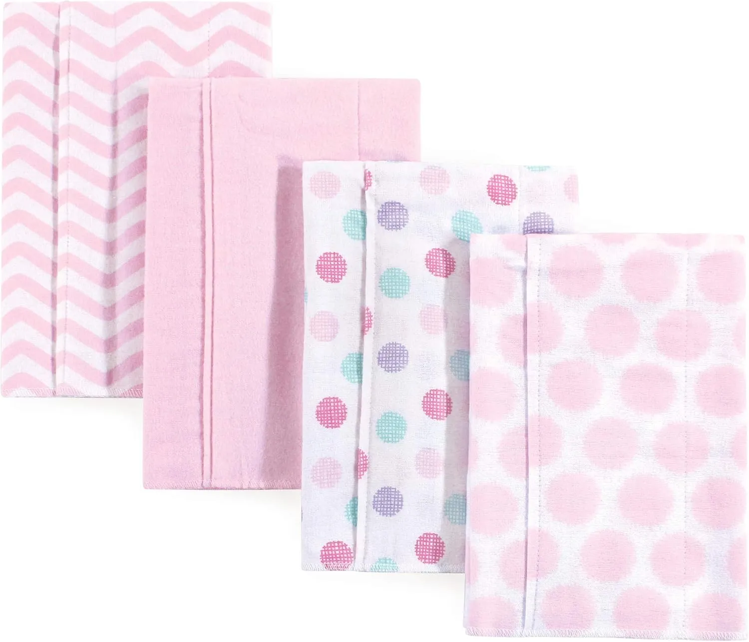Luvable Friends Unisex Baby Cotton Flannel Burp Cloths, Pink Dots Chevron, One Size