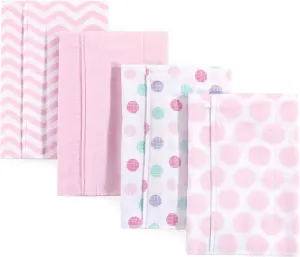 Luvable Friends Unisex Baby Cotton Flannel Burp Cloths, Pink Dots Chevron, One Size