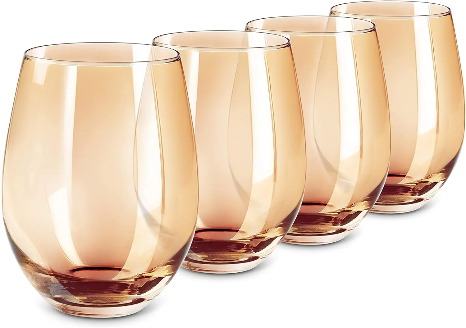 LUXU Amber Stemless Wine Glass(Set of 4)-20 Ounces,Colored Water Juice Drinking Glasses,All-Purpose Glass Wine Tumblers,No Stem Glass Beverage Cups,Perfect for Home,Bar,Restaurants and Parties