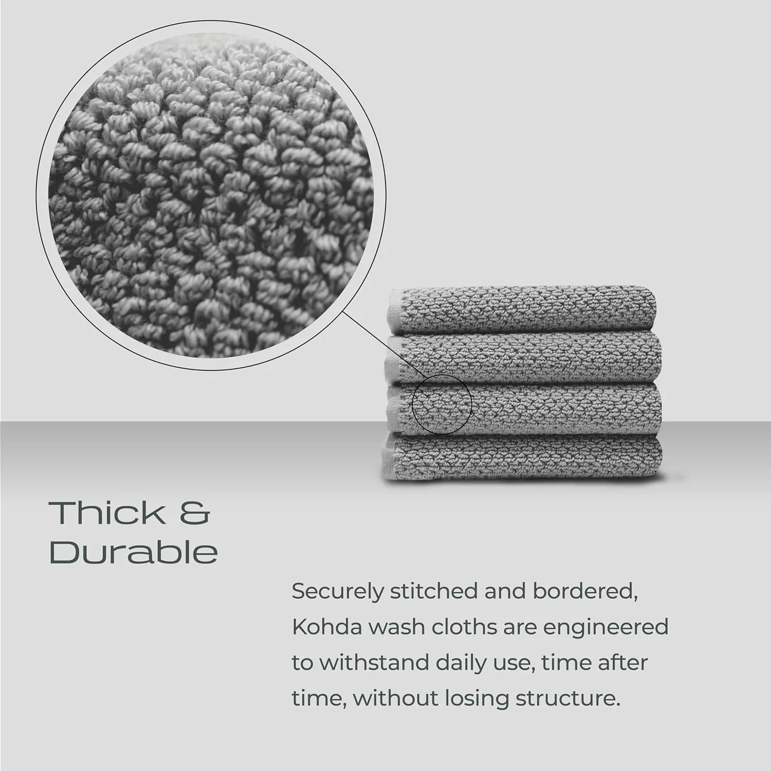 Luxury Washcloths for Face – Wash Cloths for Bathroom, Silver Infused, Thick & Soft Face Towels – Premium Luxury Wash Cloths for Your Face, Body, or Bathroom – 4 Pack (Gray)