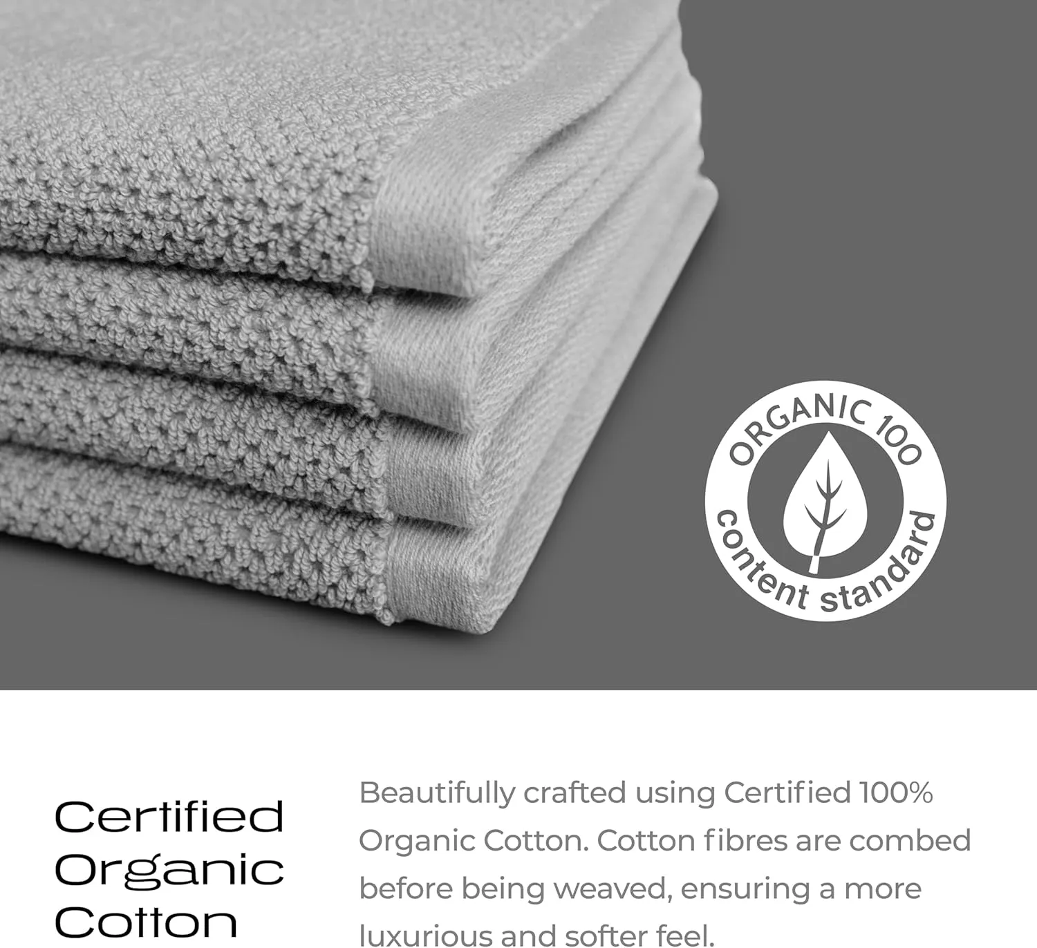 Luxury Washcloths for Face – Wash Cloths for Bathroom, Silver Infused, Thick & Soft Face Towels – Premium Luxury Wash Cloths for Your Face, Body, or Bathroom – 4 Pack (Gray)