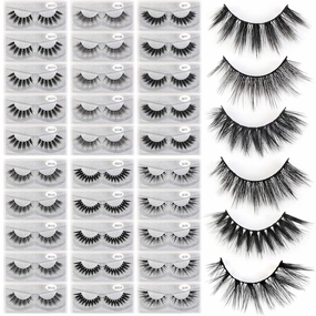MAGEFY 30 Pairs 6 Styles Faux Mink Eyelashes, 16mm-20mm Lashes Natural Look to Dramatic False Eyelashes, Handmade Reusable Fake Eyelashes with Portable Boxes