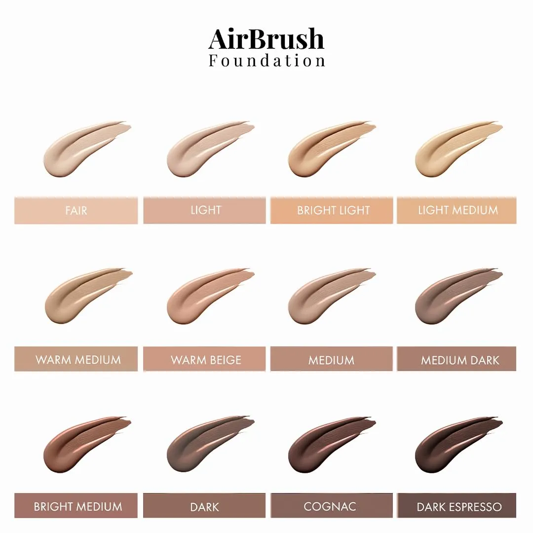 MagicMinerals AirBrush Foundation Set by Jerome Alexander - Complete 5pc Spray Makeup Set with Foundation, Primer, and Setting/Finishing Spray - for Smooth, Radiant Skin (Medium Dark)