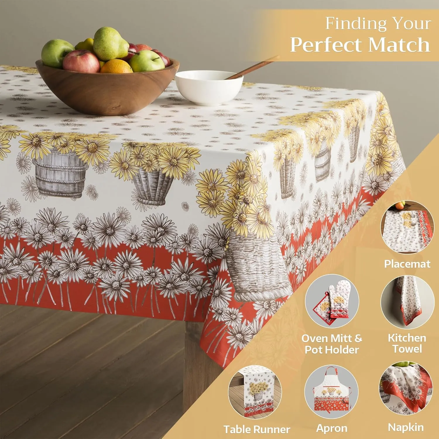 Maison d' Hermine Table Cloth Rectangle Table 100% Cotton 60 x 108 Inches Tablecloth Reusable Decorative Everyday Use for Dining Room, Farmhouse, Home, Party, Festive & Wedding - Bagatelle