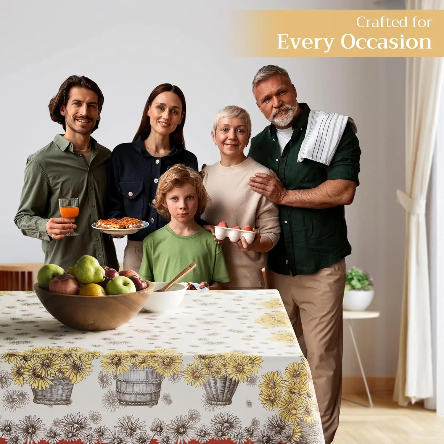 Maison d' Hermine Table Cloth Rectangle Table 100% Cotton 60 x 108 Inches Tablecloth Reusable Decorative Everyday Use for Dining Room, Farmhouse, Home, Party, Festive & Wedding - Bagatelle