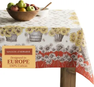 Maison d' Hermine Table Cloth Rectangle Table 100% Cotton 60 x 108 Inches Tablecloth Reusable Decorative Everyday Use for Dining Room, Farmhouse, Home, Party, Festive & Wedding - Bagatelle