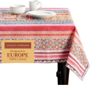 Maison d' Hermine Table Cloth Rectangle Table 100% Cotton 60 x 108 Inches Tablecloth Reusable Decorative Everyday Use for Dining Room, Farmhouse, Home, Party, Festive & Wedding - Ispahan