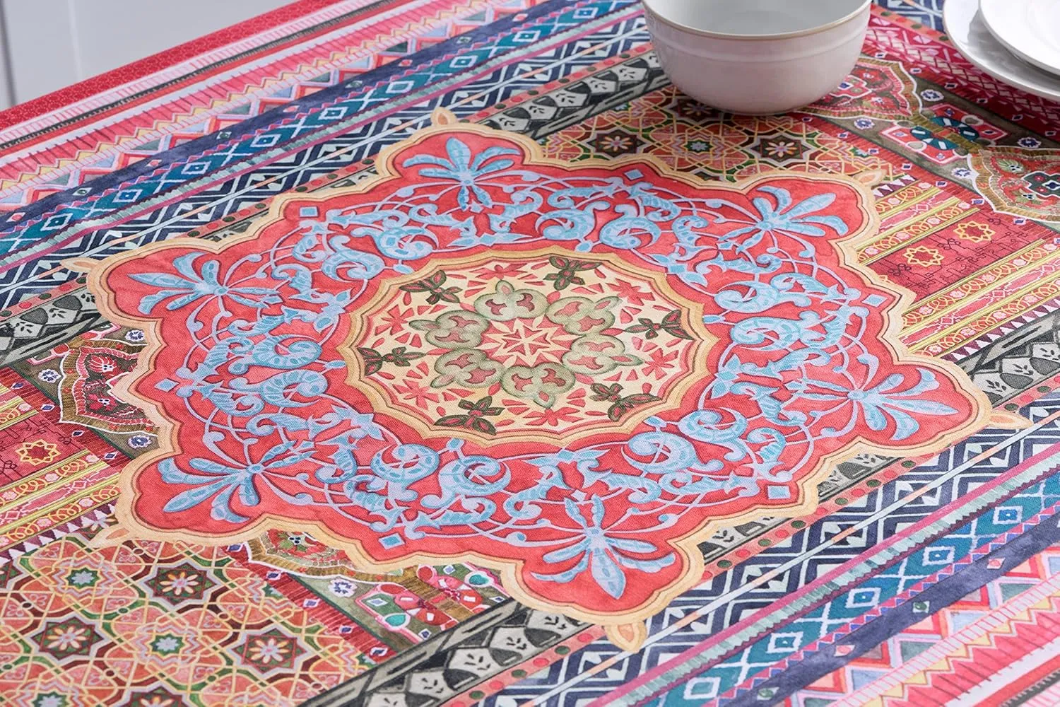 Maison d' Hermine Table Cloth Rectangle Table 100% Cotton 60 x 108 Inches Tablecloth Reusable Decorative Everyday Use for Dining Room, Farmhouse, Home, Party, Festive & Wedding - Ispahan