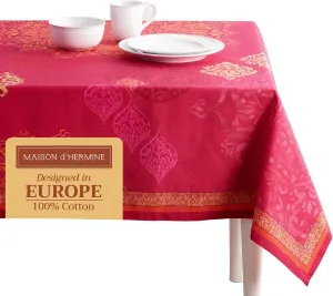 Maison d' Hermine Table Cloth Rectangle Table 100% Cotton 60 x 108 Inches Tablecloth Reusable Decorative Everyday Use for Dining Room, Farmhouse, Home, Party, Festive & Wedding - Versailles
