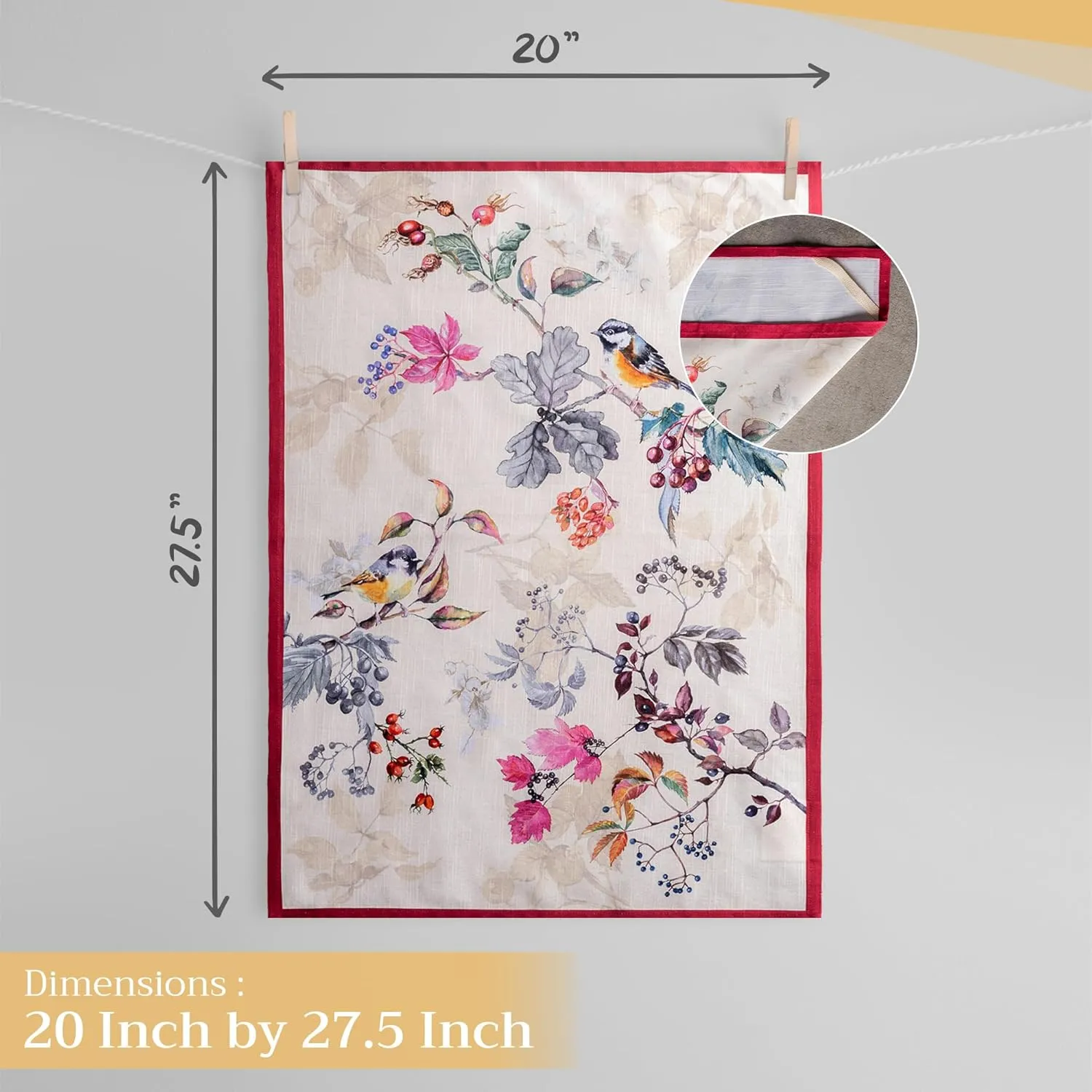 Maison d'Hermine Kitchen Towels Set of 3 100% Cotton 27.50" x 20" Reusable Cloth Tea Dish Towels Absorbent with Hanging Loop for Kitchen, Home, Dining, Cocktail Parties (Equinoxe - Beige)