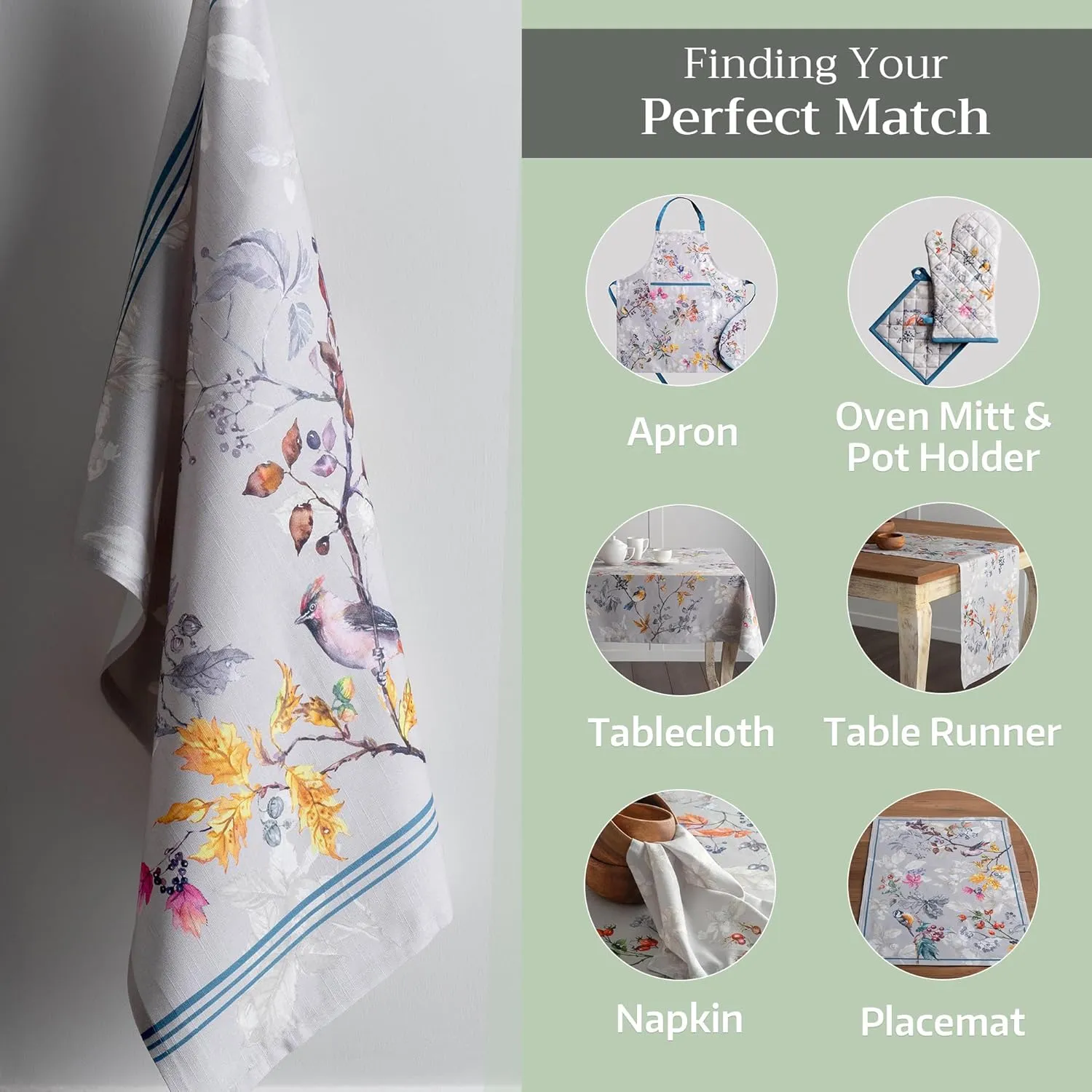 Maison d'Hermine Kitchen Towels Set of 3 100% Cotton 27.50" x 20" Reusable Cloth Tea Dish Towels Absorbent with Hanging Loop for Kitchen, Home, Dining, Cocktail Parties (Equinoxe - Grey)