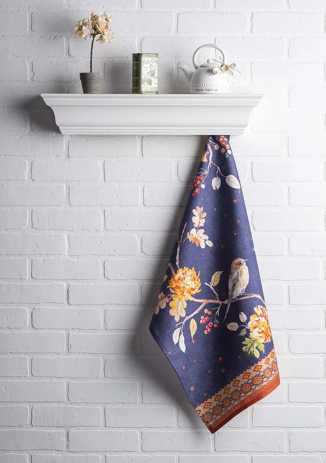 Maison d'Hermine Kitchen Towels Set of 3 100% Cotton 27.50" x 20" Reusable Cloth Tea Dish Towels Absorbent with Hanging Loop for Kitchen, Home, Dining, Cocktail Parties (Kelim - Infinity)