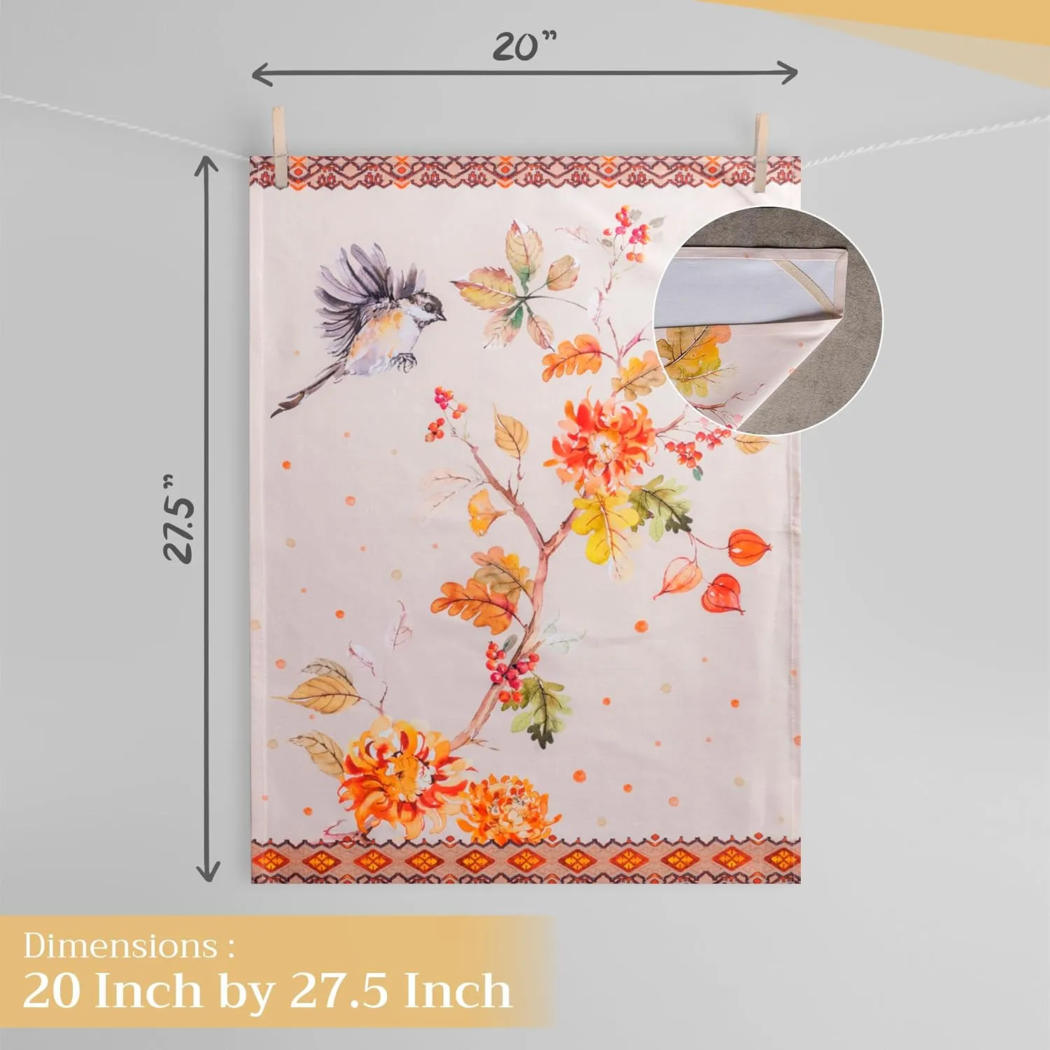 Maison d'Hermine Kitchen Towels Set of 3 100% Cotton 27.50" x 20" Reusable Cloth Tea Dish Towels Absorbent with Hanging Loop for Kitchen, Home, Dining, Cocktail Parties (Kelim - Prairie)