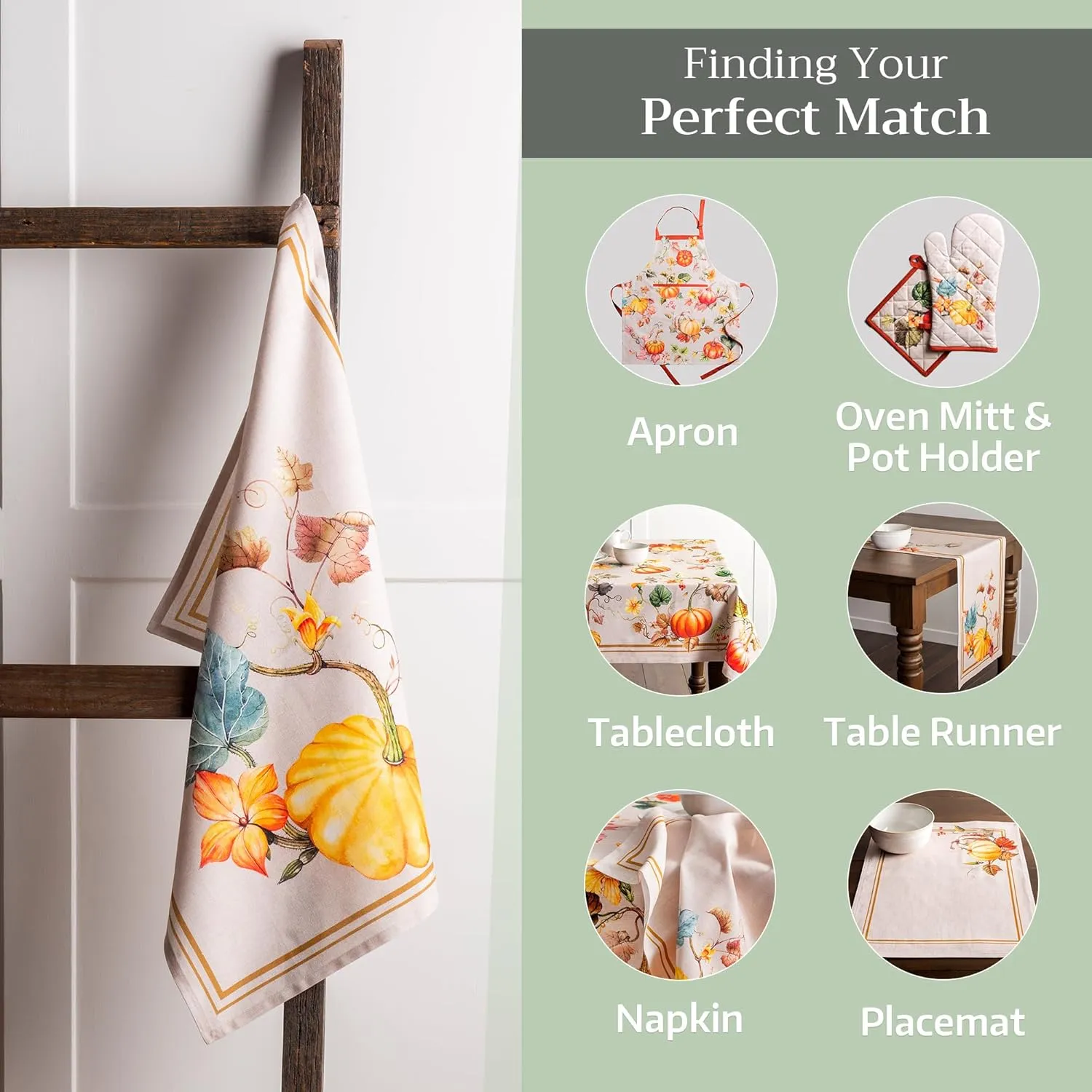 Maison d'Hermine Kitchen Towels Set of 3 100% Cotton 27.50" x 20" Reusable Cloth Tea Dish Towels Absorbent with Hanging Loop for Kitchen, Home, Dining, Cocktail Parties (Potiron)