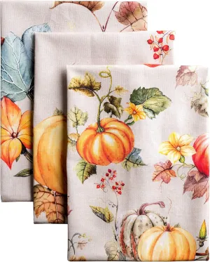 Maison d'Hermine Kitchen Towels Set of 3 100% Cotton 27.50" x 20" Reusable Cloth Tea Dish Towels Absorbent with Hanging Loop for Kitchen, Home, Dining, Cocktail Parties (Potiron)