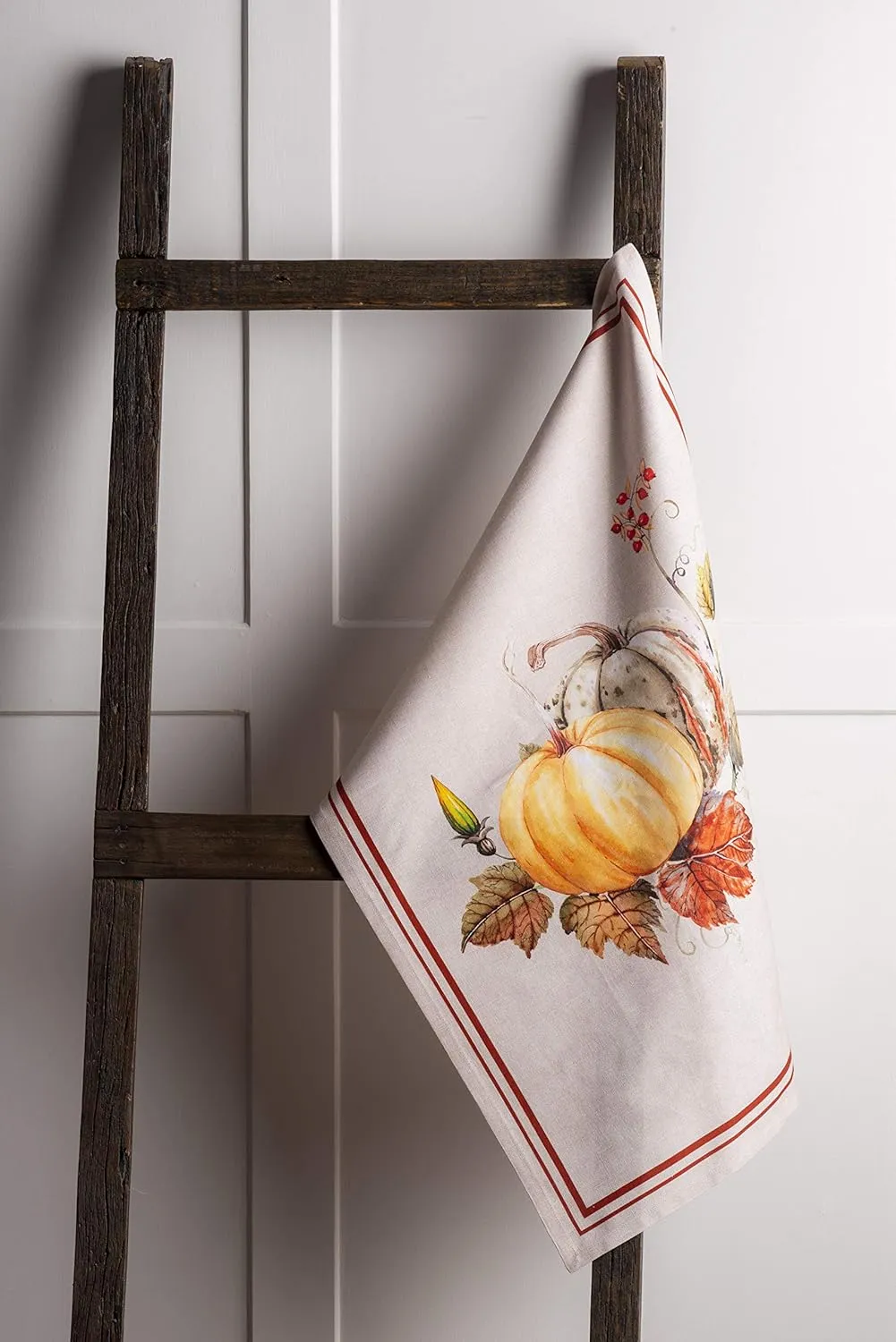 Maison d'Hermine Kitchen Towels Set of 3 100% Cotton 27.50" x 20" Reusable Cloth Tea Dish Towels Absorbent with Hanging Loop for Kitchen, Home, Dining, Cocktail Parties (Potiron)