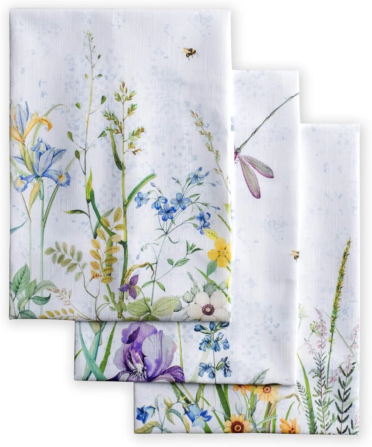 Maison d'Hermine Kitchen Towels Set of 3 100% Cotton 27.50" x 20" Reusable Cloth Tea Dish Towels Absorbent with Hanging Loop for Kitchen, Home, Dining, Cocktail Parties Spring/Summer (Fleurs De Mai)