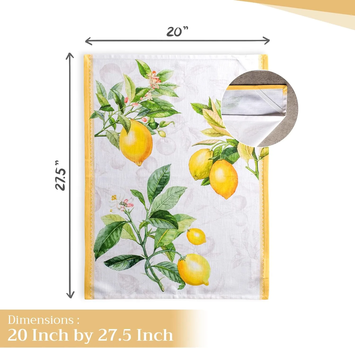 Maison d'Hermine Kitchen Towels Set of 3 100% Cotton 27.50" x 20" Reusable Cloth Tea Dish Towels Absorbent with Hanging Loop for Kitchen, Home, Dining, Cocktail Parties Spring/Summer (Limoncello)