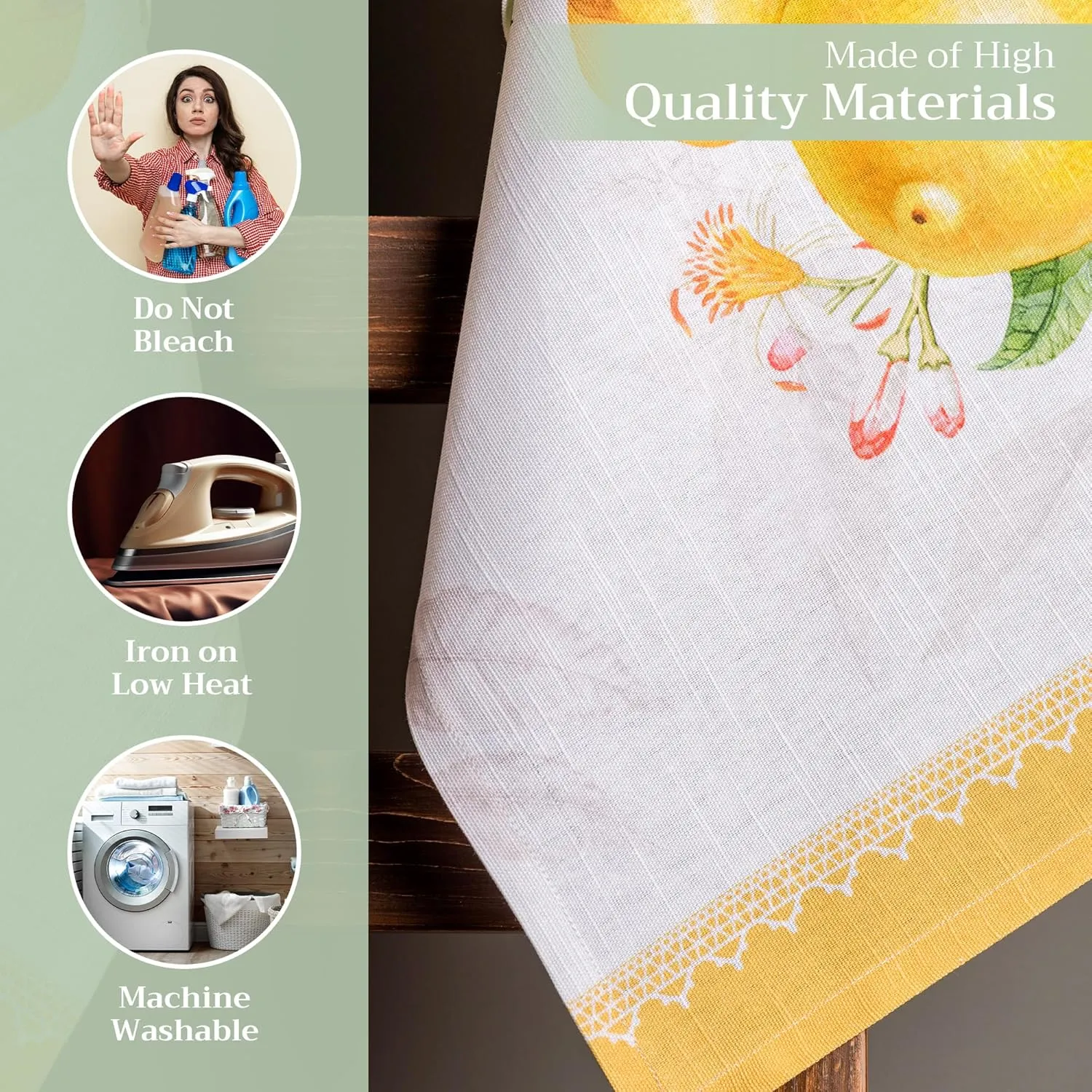 Maison d'Hermine Kitchen Towels Set of 3 100% Cotton 27.50" x 20" Reusable Cloth Tea Dish Towels Absorbent with Hanging Loop for Kitchen, Home, Dining, Cocktail Parties Spring/Summer (Limoncello)