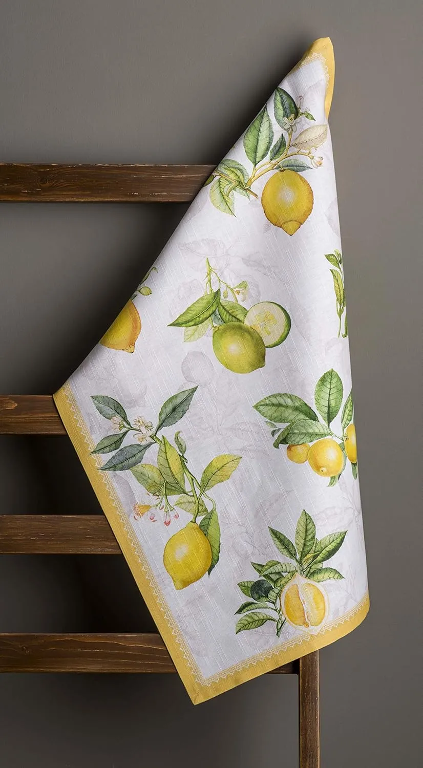 Maison d'Hermine Kitchen Towels Set of 3 100% Cotton 27.50" x 20" Reusable Cloth Tea Dish Towels Absorbent with Hanging Loop for Kitchen, Home, Dining, Cocktail Parties Spring/Summer (Limoncello)