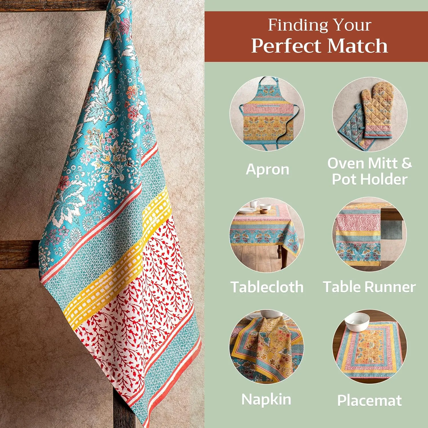 Maison d'Hermine Kitchen Towels Set of 3 100% Cotton 27.50" x 20" Reusable Cloth Tea Dish Towels Absorbent with Hanging Loop for Kitchen, Home, Dining, Cocktail Parties Spring/Summer (Marquise)