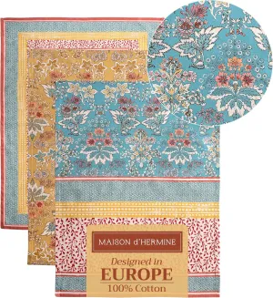 Maison d'Hermine Kitchen Towels Set of 3 100% Cotton 27.50" x 20" Reusable Cloth Tea Dish Towels Absorbent with Hanging Loop for Kitchen, Home, Dining, Cocktail Parties Spring/Summer (Marquise)