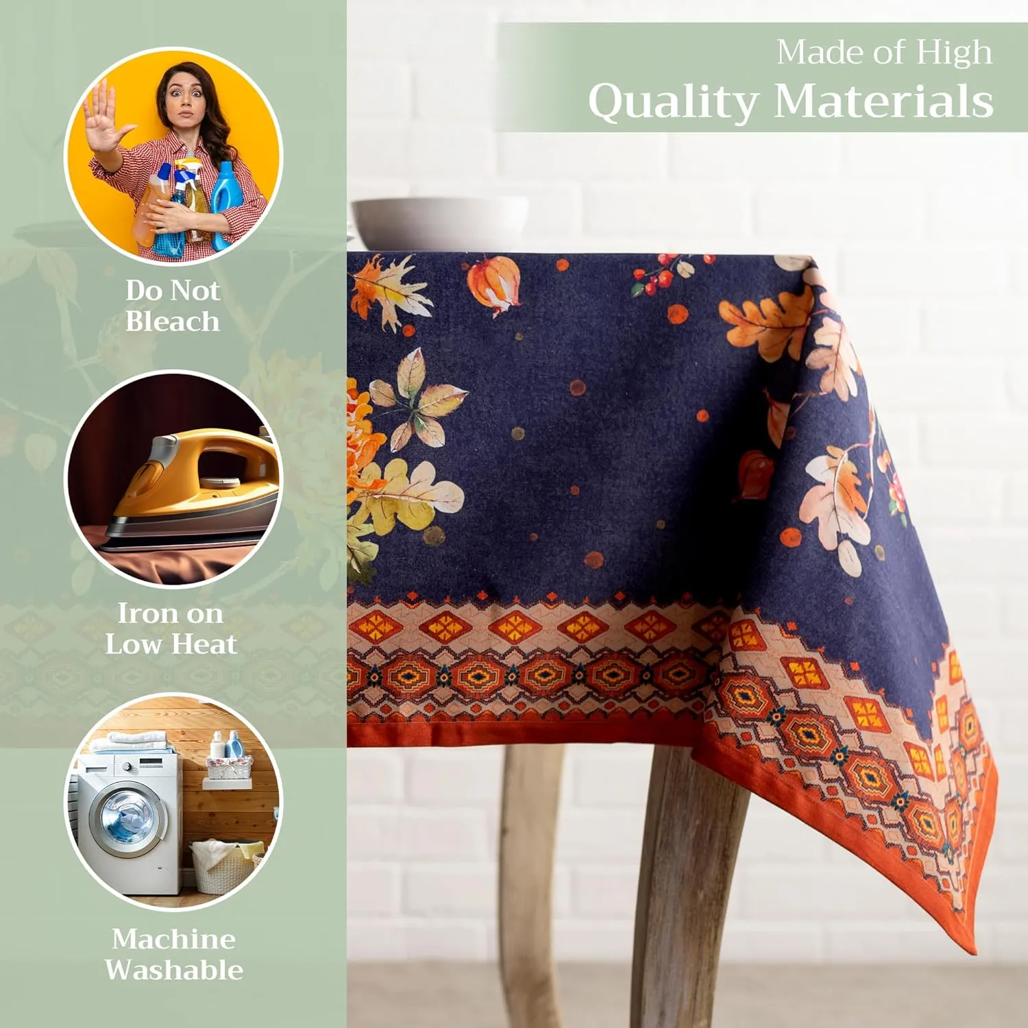 Maison d'Hermine Table Cloth Square Table 100% Cotton 54 x 54 Inches Tablecloth Reusable Decorative Everyday Use for Dining Room, Farmhouse, Home, Party, Festive & Wedding - Kelim - Infinity