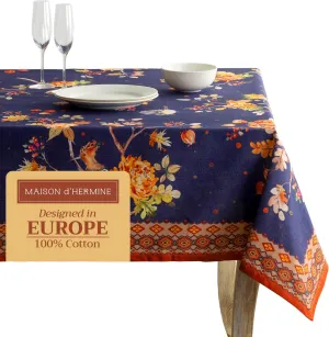 Maison d'Hermine Table Cloth Square Table 100% Cotton 54 x 54 Inches Tablecloth Reusable Decorative Everyday Use for Dining Room, Farmhouse, Home, Party, Festive & Wedding - Kelim - Infinity