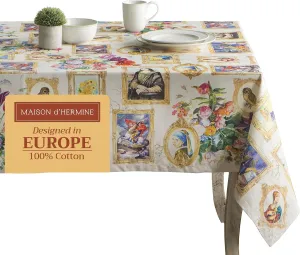 Maison d'Hermine Table Cloth Square Table 100% Cotton 54 x 54 Inches Tablecloth Reusable Decorative Everyday Use for Dining Room, Farmhouse, Home, Party, Festive & Wedding Spring Summer - Masterpiece