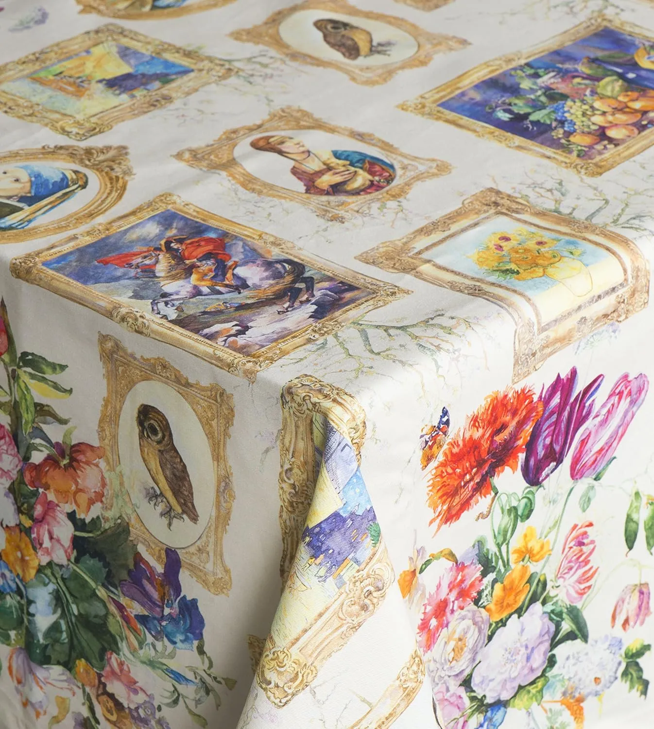 Maison d'Hermine Table Cloth Square Table 100% Cotton 54 x 54 Inches Tablecloth Reusable Decorative Everyday Use for Dining Room, Farmhouse, Home, Party, Festive & Wedding Spring Summer - Masterpiece