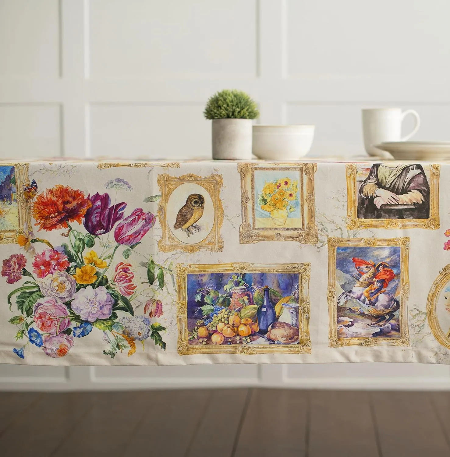 Maison d'Hermine Table Cloth Square Table 100% Cotton 54 x 54 Inches Tablecloth Reusable Decorative Everyday Use for Dining Room, Farmhouse, Home, Party, Festive & Wedding Spring Summer - Masterpiece