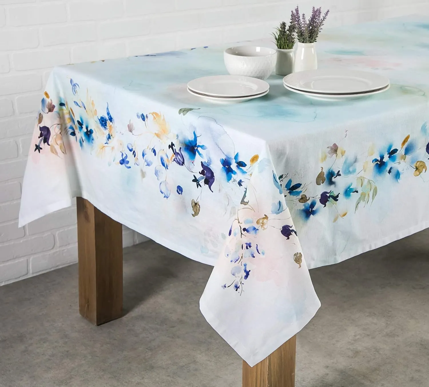 Maison d'Hermine Table Cloth Square Table 100% Cotton 54 x 54 Inches Tablecloth Reusable Decorative for Dining Room, Farmhouse, Home, Party, Festive & Wedding Spring Summer - Lazy Summer Days