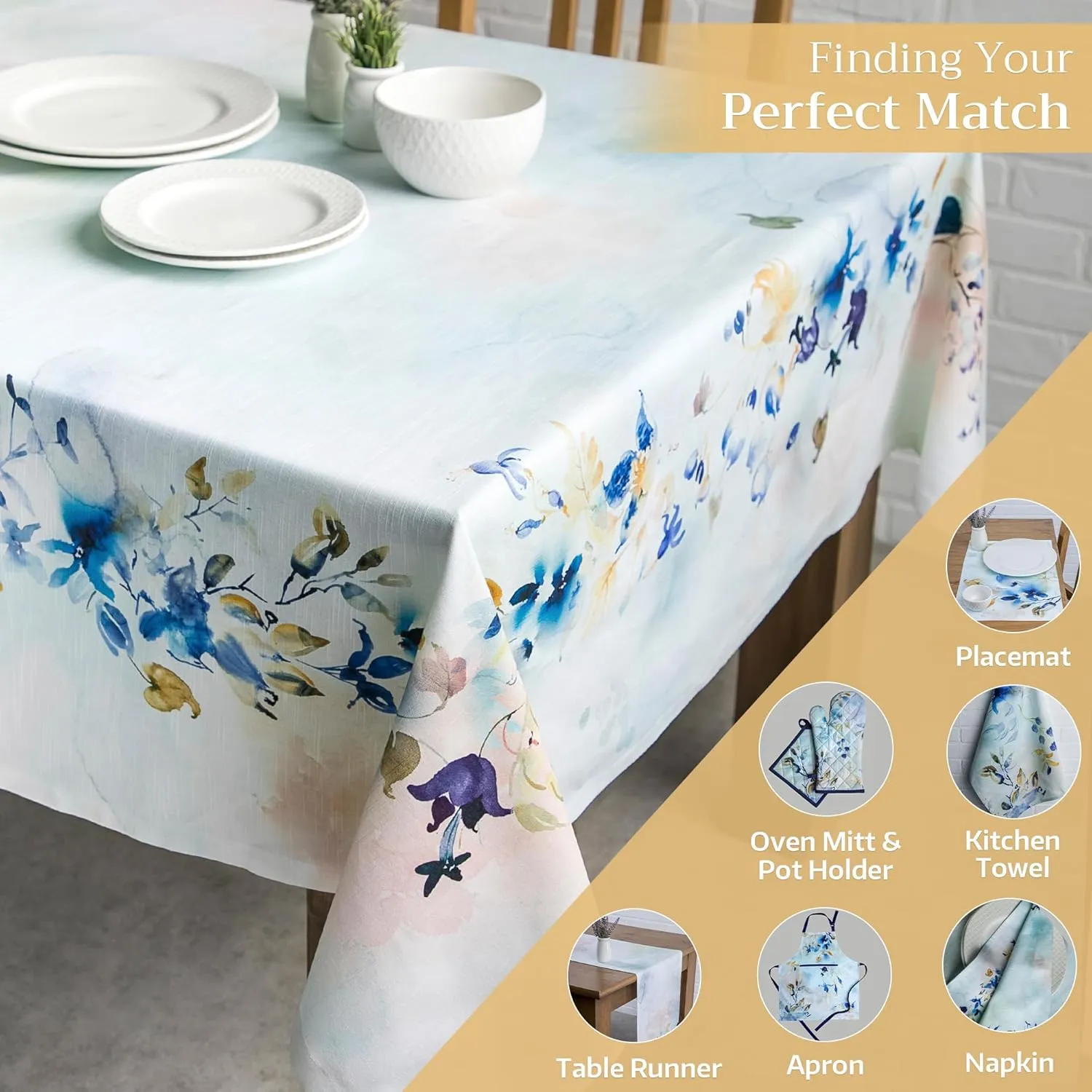 Maison d'Hermine Table Cloth Square Table 100% Cotton 54 x 54 Inches Tablecloth Reusable Decorative for Dining Room, Farmhouse, Home, Party, Festive & Wedding Spring Summer - Lazy Summer Days