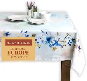 Maison d'Hermine Table Cloth Square Table 100% Cotton 54 x 54 Inches Tablecloth Reusable Decorative for Dining Room, Farmhouse, Home, Party, Festive & Wedding Spring Summer - Lazy Summer Days