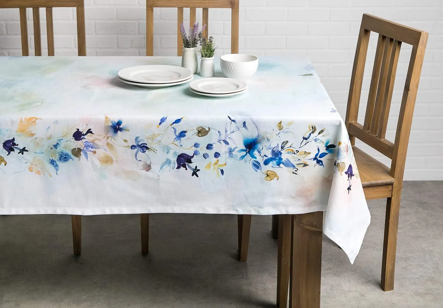 Maison d'Hermine Table Cloth Square Table 100% Cotton 54 x 54 Inches Tablecloth Reusable Decorative for Dining Room, Farmhouse, Home, Party, Festive & Wedding Spring Summer - Lazy Summer Days
