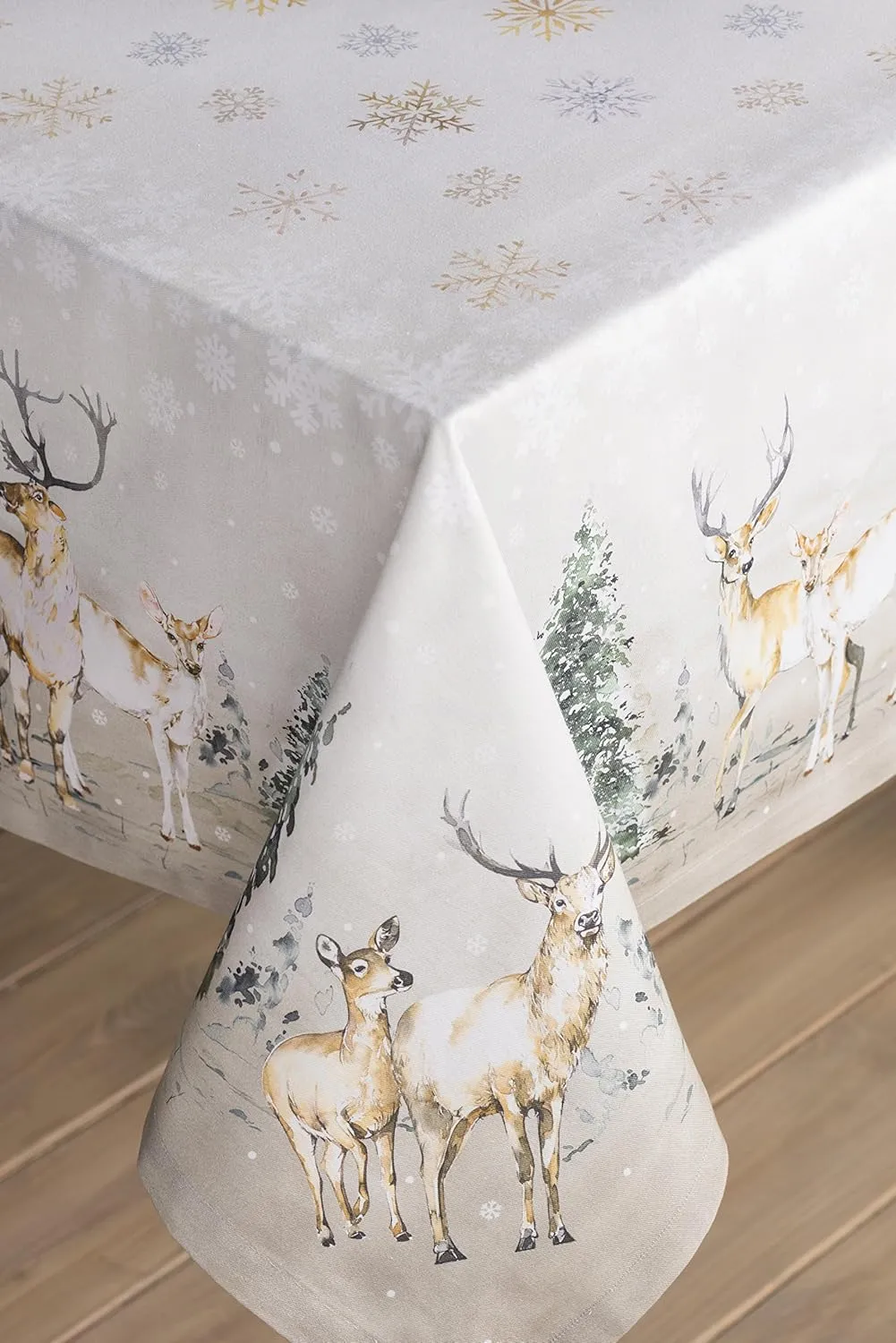 Maison d'Hermine Table Cloth Square Table 100% Cotton 60 x 60 Inches Tablecloth Reusable Decorative Everyday Use for Dining Room, Farmhouse, Home, Party, Festive & Wedding - Deer in The Woods
