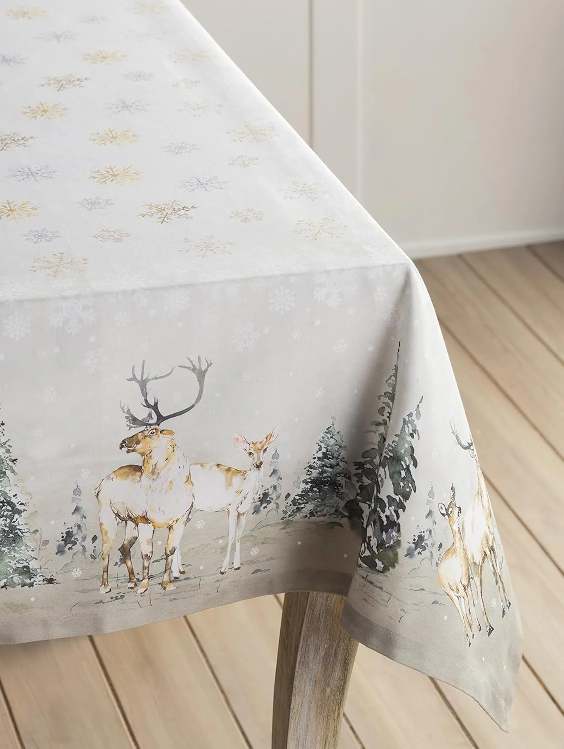 Maison d'Hermine Table Cloth Square Table 100% Cotton 60 x 60 Inches Tablecloth Reusable Decorative Everyday Use for Dining Room, Farmhouse, Home, Party, Festive & Wedding - Deer in The Woods
