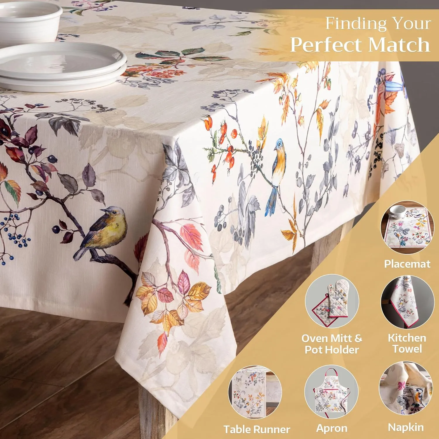 Maison d'Hermine Table Cloth Square Table 100% Cotton 60 x 60 Inches Tablecloth Reusable Decorative Everyday Use for Dining Room, Farmhouse, Home, Party, Festive & Wedding - Equinoxe - Beige