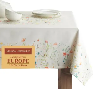 Maison d'Hermine Table Cloth Square Table 100% Cotton 60 x 60 Inches Tablecloth Reusable Decorative Everyday Use for Dining Room, Farmhouse, Home, Party, Festive & Wedding Spring Summer - Colmar