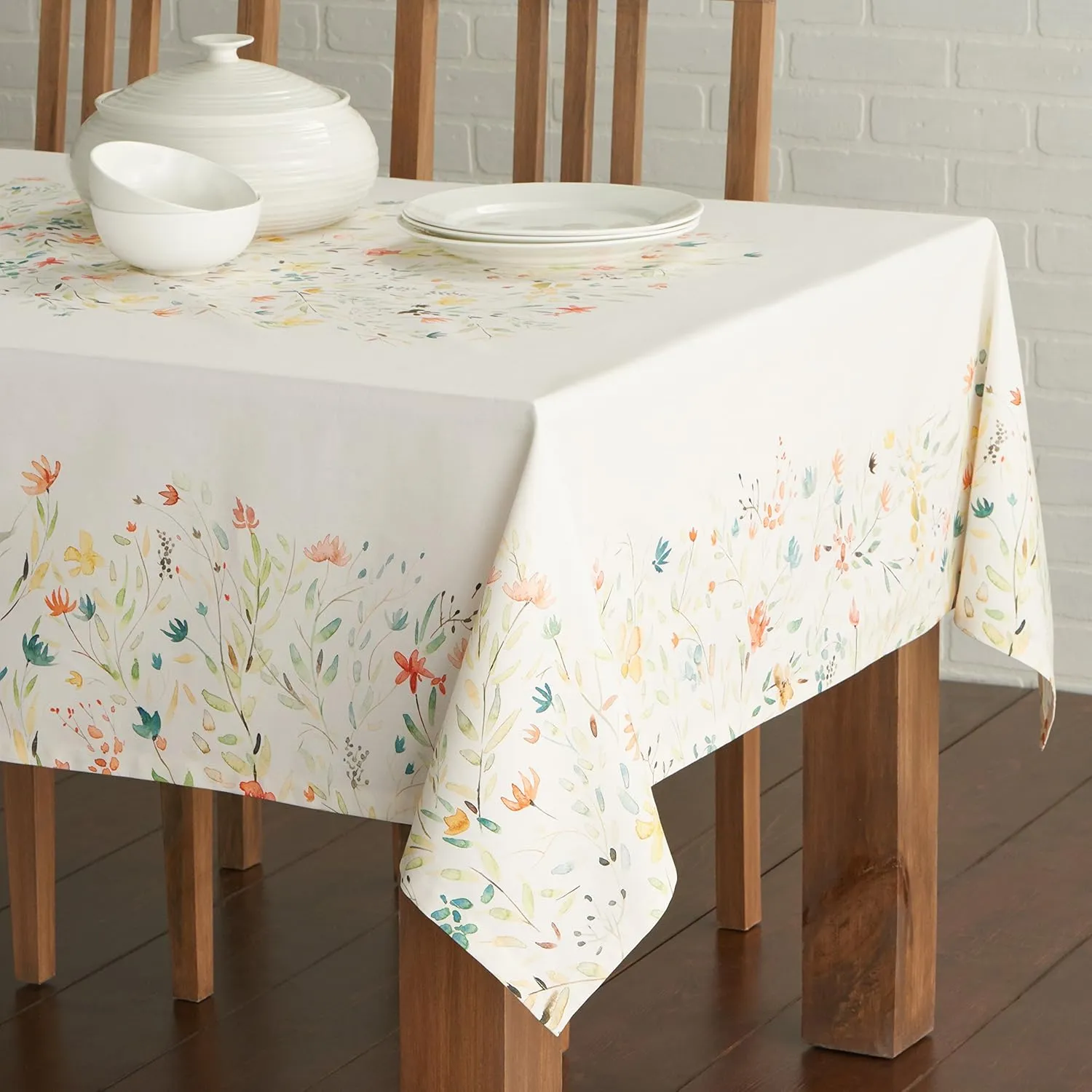 Maison d'Hermine Table Cloth Square Table 100% Cotton 60 x 60 Inches Tablecloth Reusable Decorative Everyday Use for Dining Room, Farmhouse, Home, Party, Festive & Wedding Spring Summer - Colmar