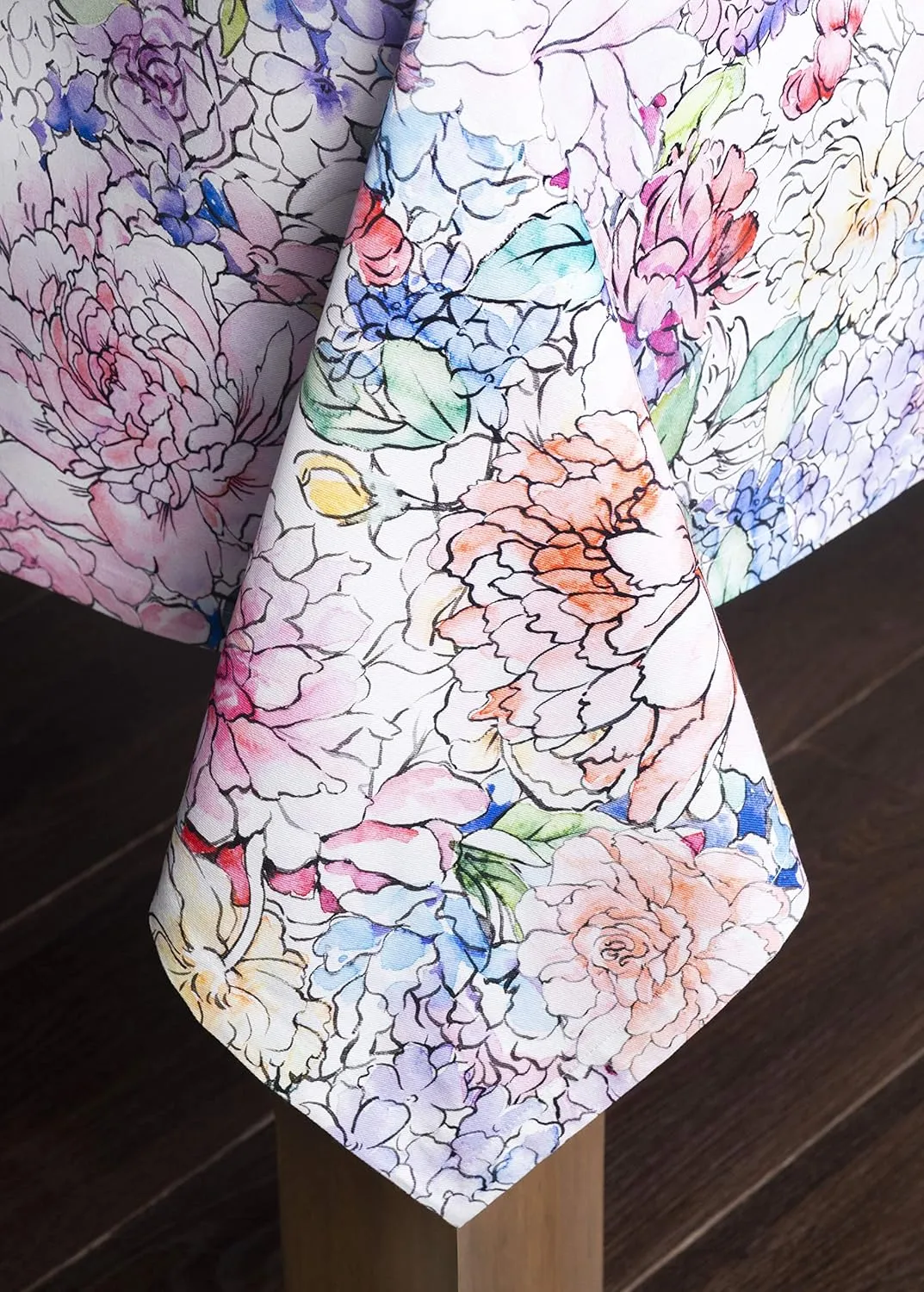 Maison d'Hermine Table Cloth Square Table 100% Cotton 60 x 60 Inches Tablecloth Reusable Decorative Everyday Use for Dining Room, Farmhouse, Home, Party, Festive & Wedding Spring Summer - Floral Love