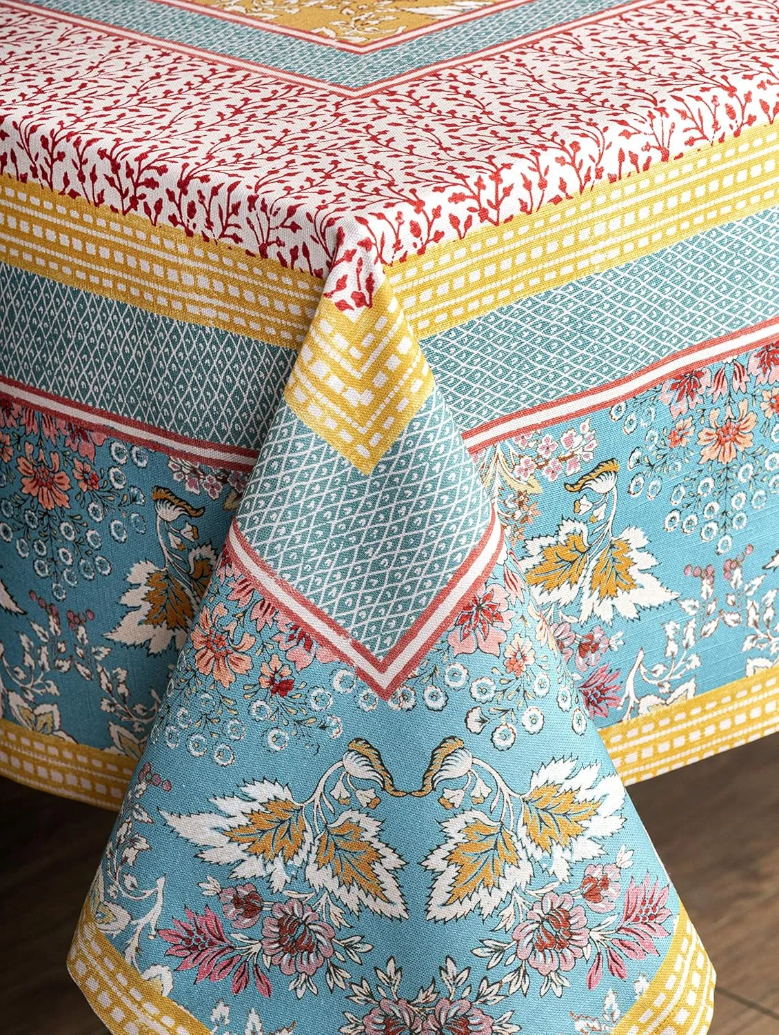 Maison d'Hermine Table Cloth Square Table 100% Cotton 60 x 60 Inches Tablecloth Reusable Decorative Everyday Use for Dining Room, Farmhouse, Home, Party, Festive & Wedding Spring Summer - Marquise