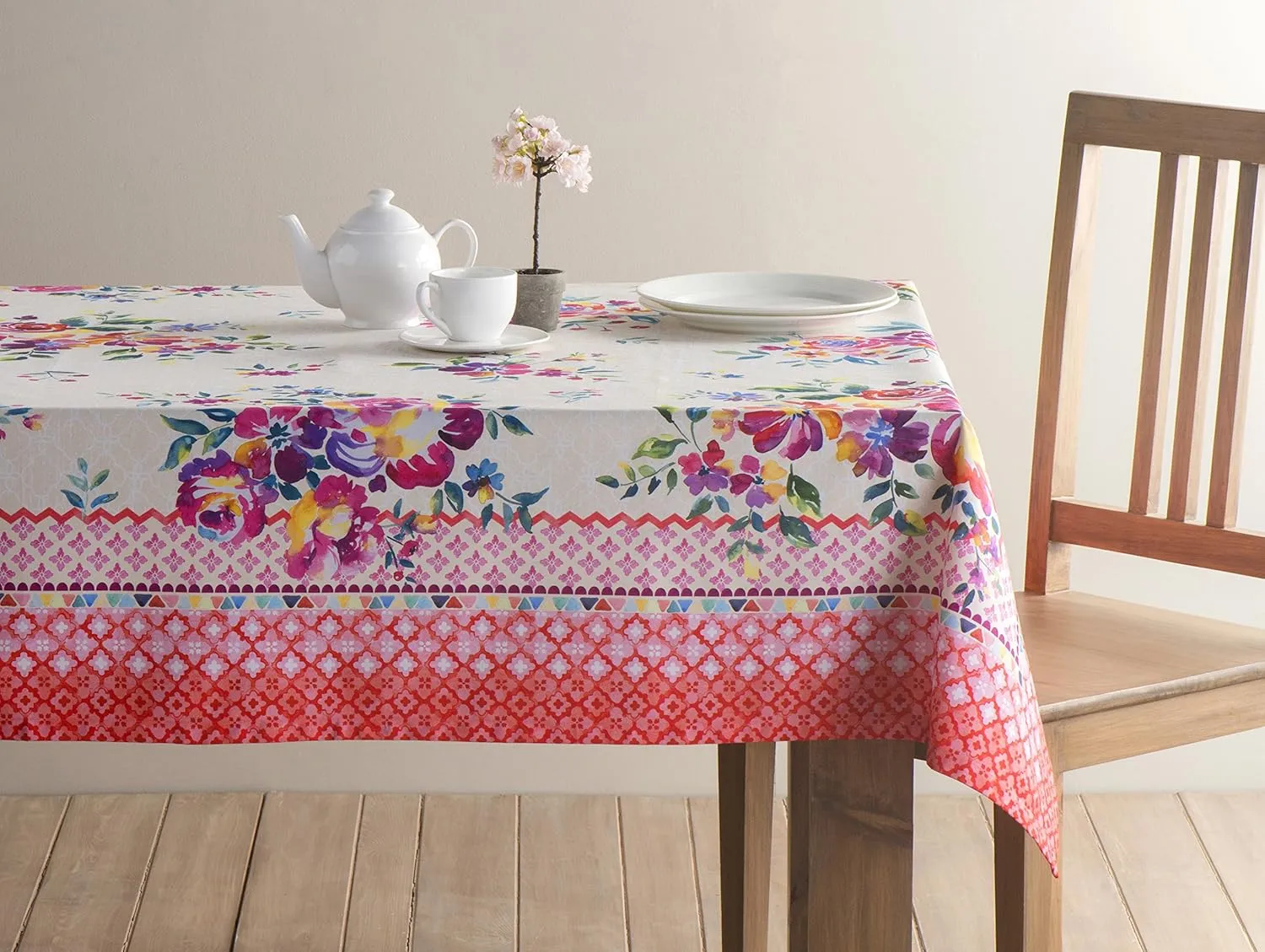 Maison d'Hermine Table Cloth Square Table 100% Cotton 60 x 60 Inches Tablecloth Reusable Decorative Everyday Use for Dining Room, Farmhouse, Home, Party, Festive & Wedding Spring Summer - Rose Garden