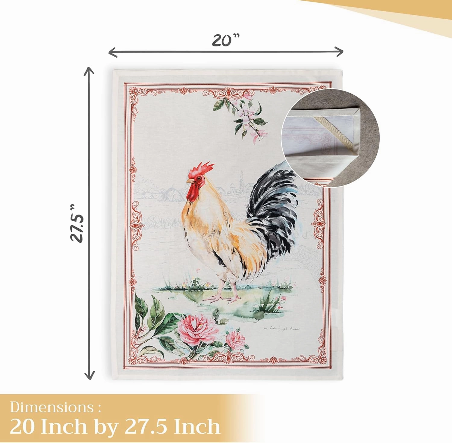 Maison d' Hermine 100% Cotton Kitchen Towel Campagne Set of 2 Super Soft Highly Absorbent Hotel Quality Quick Drying Cleaning Dishcloth Tea Bar Towels Spring/Summer (Coq, 20"x27.50")